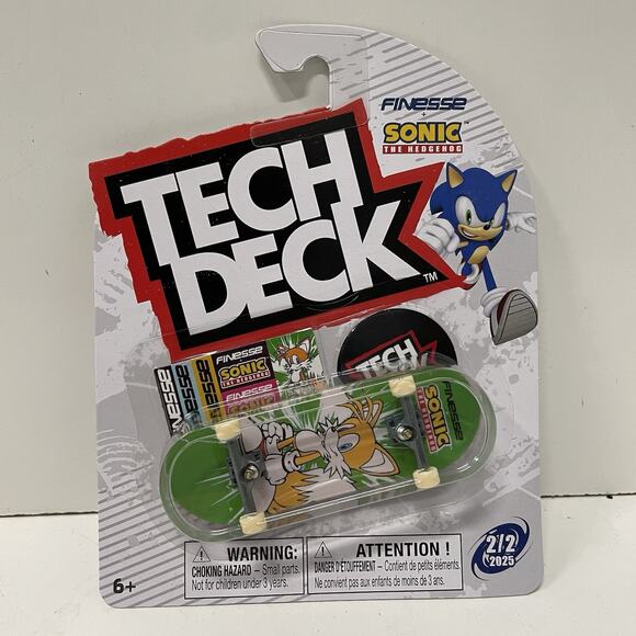 2025 Tech Deck Finesse x Sonic the Hedgehog Tails Green Fingerboard Skateboard - Picture 1 of 3